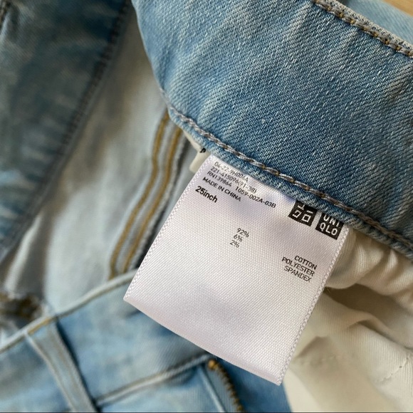 Uniqlo Light Blue Distressed Skinny Jeans Stretchy - Picture 4 of 9